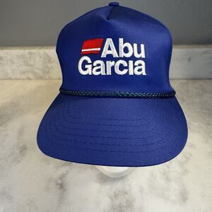 Vintage Abu Garcia Trucker Hat – Snapback – Blue Embroidered Fishing Cap – EUC